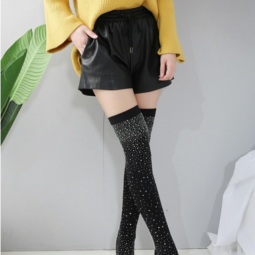 BLACK STOCKING HEEL/BOOTS WITH DIAMONDS SIZE 38 (KELOLA DS) BRAND - Picture 5 of 7